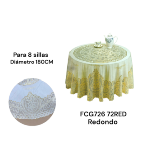 TOALHA MESA FCG726 72REDONDA BR/GOLD xE-18