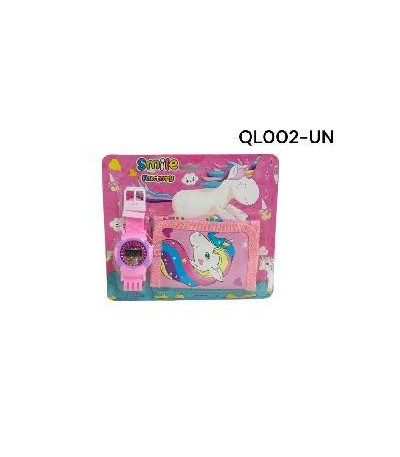 RELOGIO C/CARTEIRA UNICORN QL002-UN