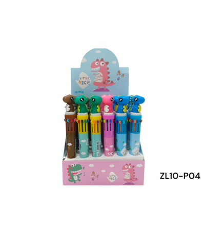 CANETA DINO 10COR ZL10-P04