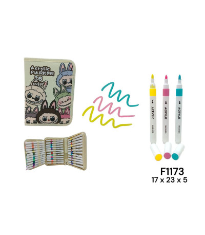 ESTOJO LABUBU C/PINCEL 36COR F1173