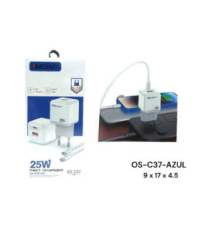 CARREGADOR C/CABO OS-C37-AZUL (A)